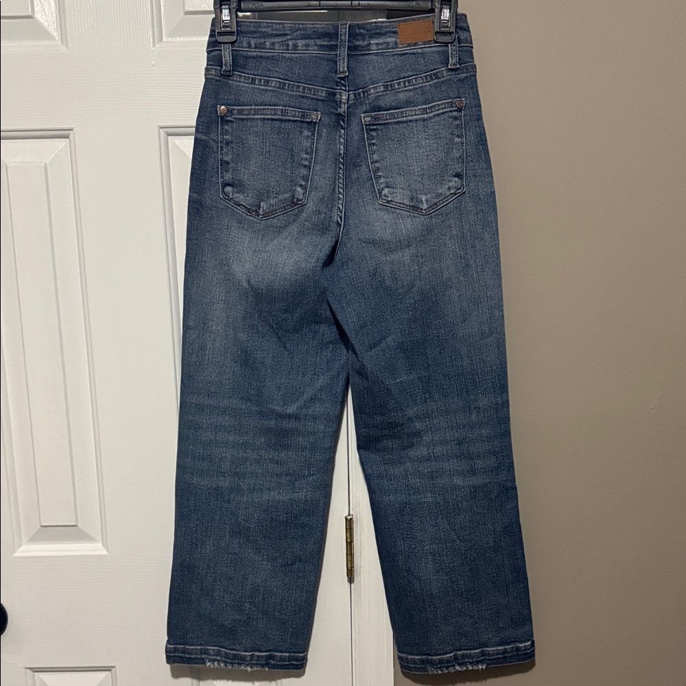 Judy Blue Los Angeles Distressed Wide Leg Jeans Sz 0/24 | Stretch High Rise - Picture 6 of 14